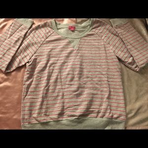 Pink and grey striped sweater